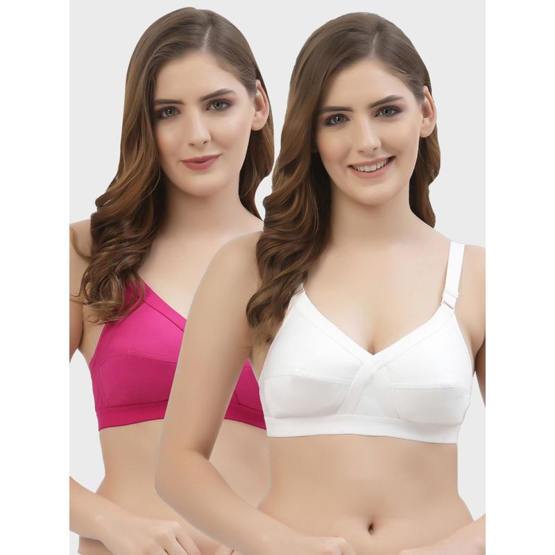 Floret Non Padded Full Coverage Cotton Bra (Pack of 2) (32B)