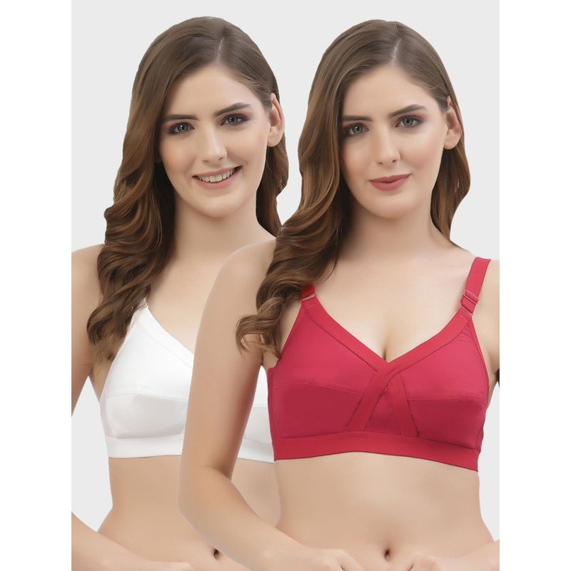 Floret Non Padded Full Coverage Cotton Bra (Pack of 2) (36D)