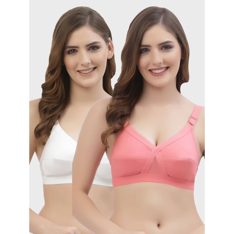 Floret Non Padded Full Coverage Cotton Bra (Pack of 2) (36B)