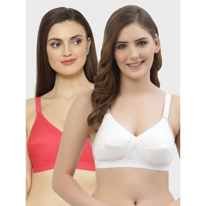 Floret Non Padded Full Coverage Cotton Bra (Pack of 2) (32B)