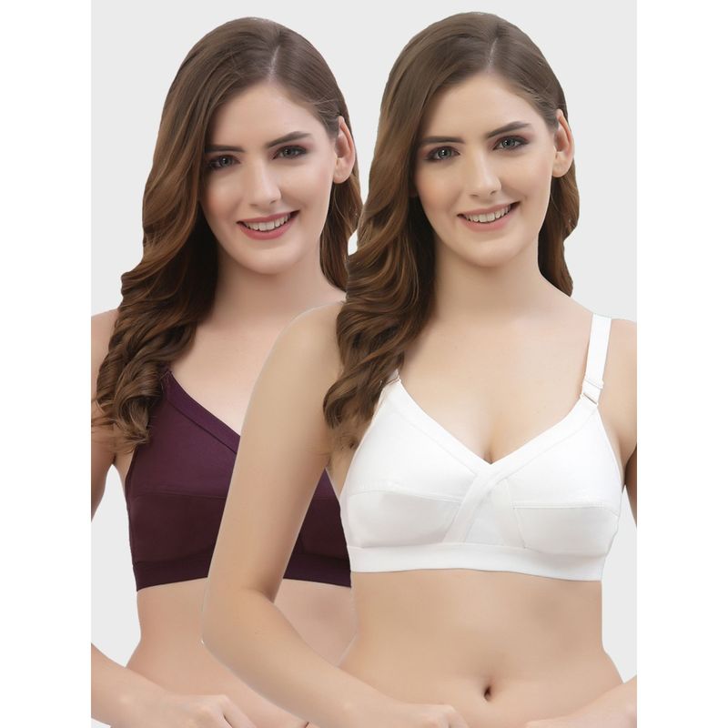 Floret Non Padded Full Coverage Cotton Bra (Pack of 2) (38B)