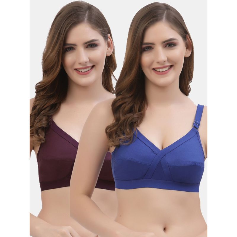 Floret Non Padded Full Coverage Cotton Bra (Pack of 2) (32B)