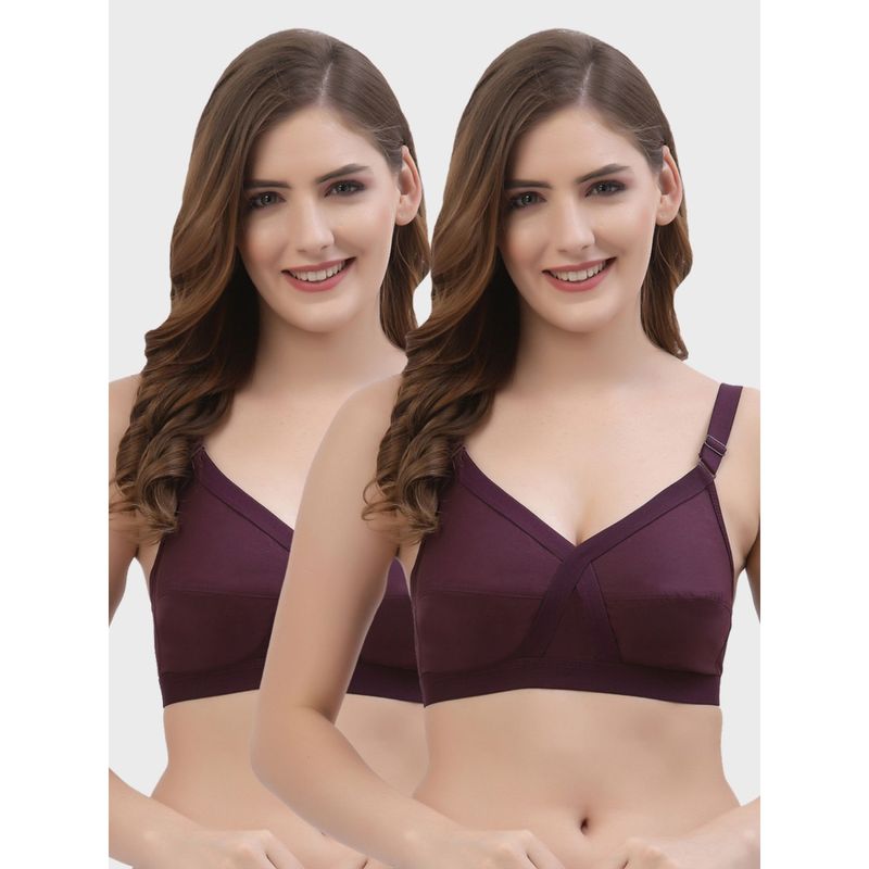 Floret Non Padded Full Coverage Cotton Bra (Pack of 2) (38D)