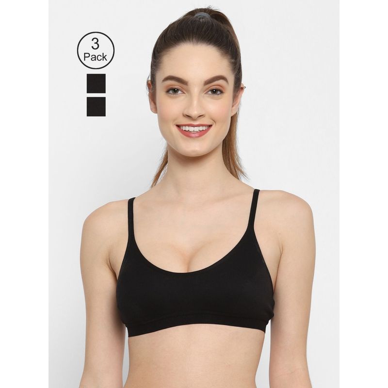 Floret Non Padded Medium Coverage Beginners Sports Bra (Pack of 3) (34B)