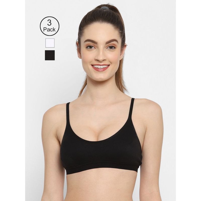 Floret Non Padded Medium Coverage Beginners Sports Bra (Pack of 3) (30B)