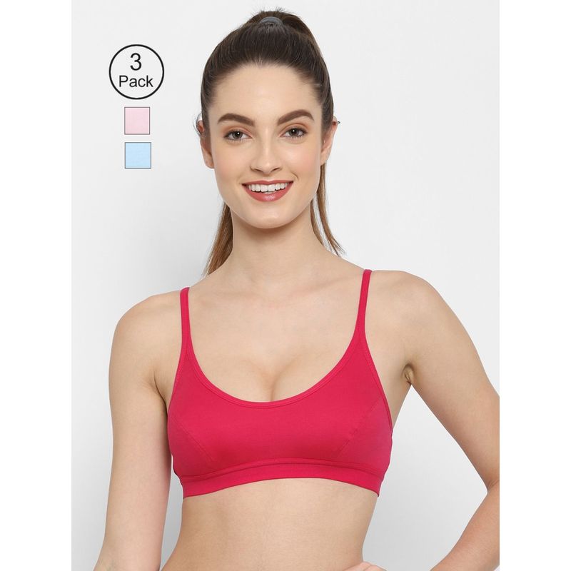 Floret Non Padded Medium Coverage Beginners Sports Bra (Pack of 3) (30B)