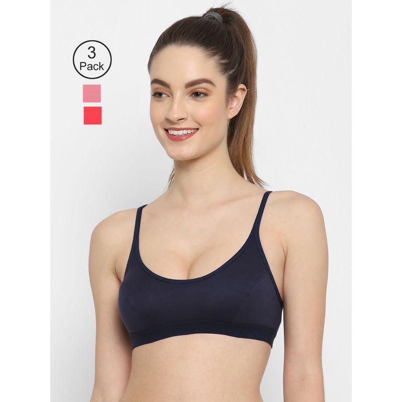 Floret Non Padded Medium Coverage Beginners Sports Bra (Pack of 3) (30B)