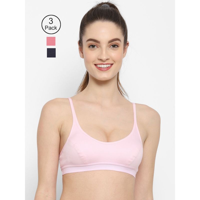 Floret Non Padded Medium Coverage Beginners Sports Bra (Pack of 3) (30B)