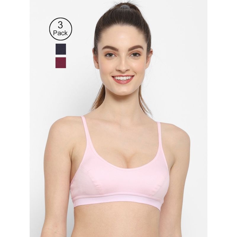 Floret Non Padded Medium Coverage Beginners Sports Bra (Pack of 3) (30B)