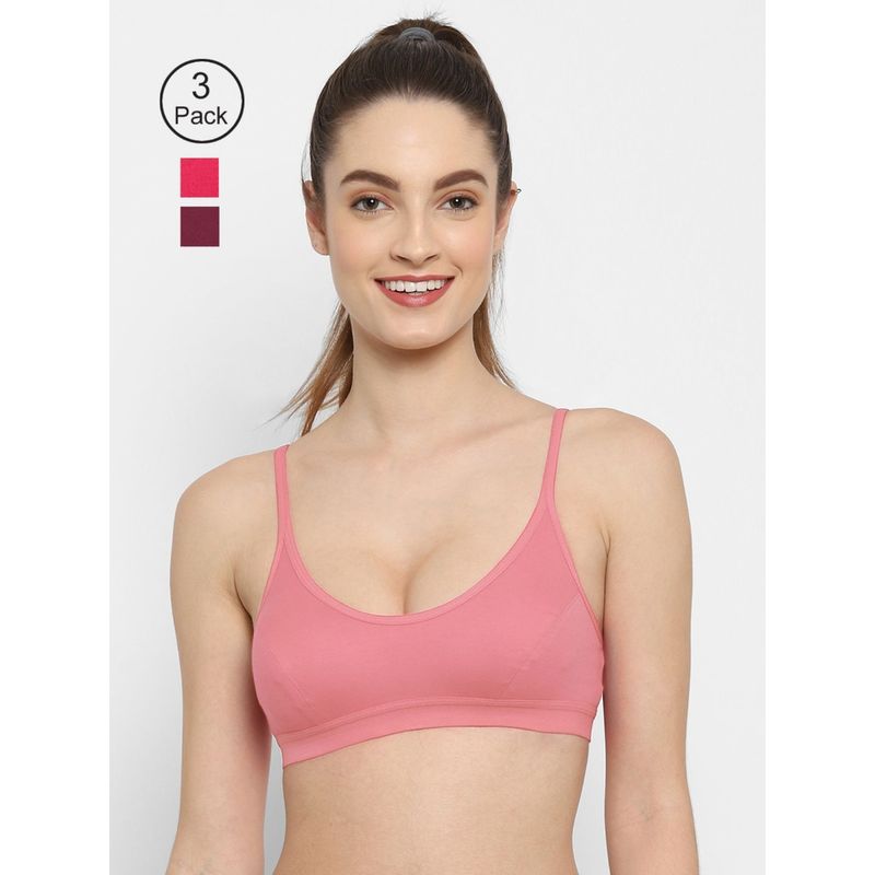 Floret Non Padded Medium Coverage Beginners Sports Bra (Pack of 3) (34B)