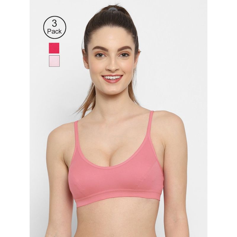 Floret Non Padded Medium Coverage Beginners Sports Bra (Pack of 3) (30B)