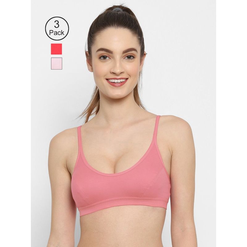 Floret Non Padded Medium Coverage Beginners Sports Bra (Pack of 3) (30B)