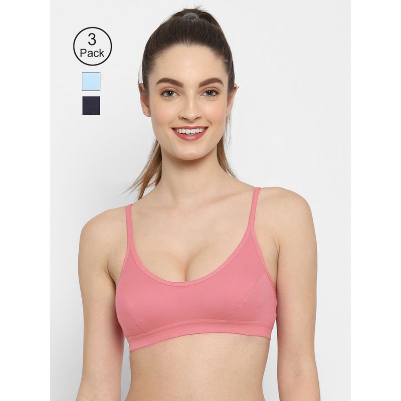 Floret Non Padded Medium Coverage Beginners Sports Bra (Pack of 3) (30B)