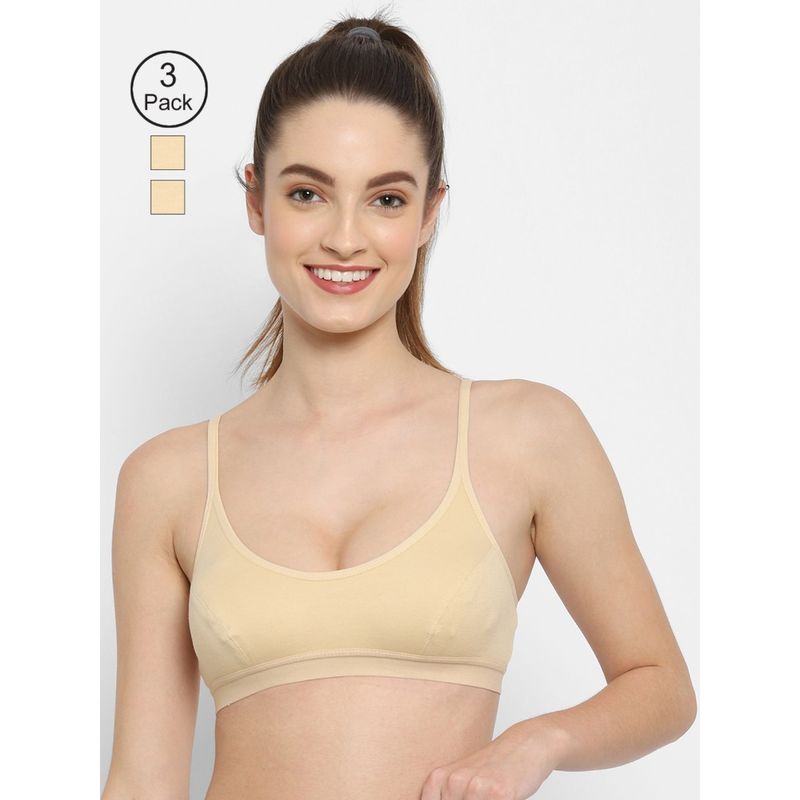 Floret Non Padded Medium Coverage Beginners Sports Bra (Pack of 3) (30B)