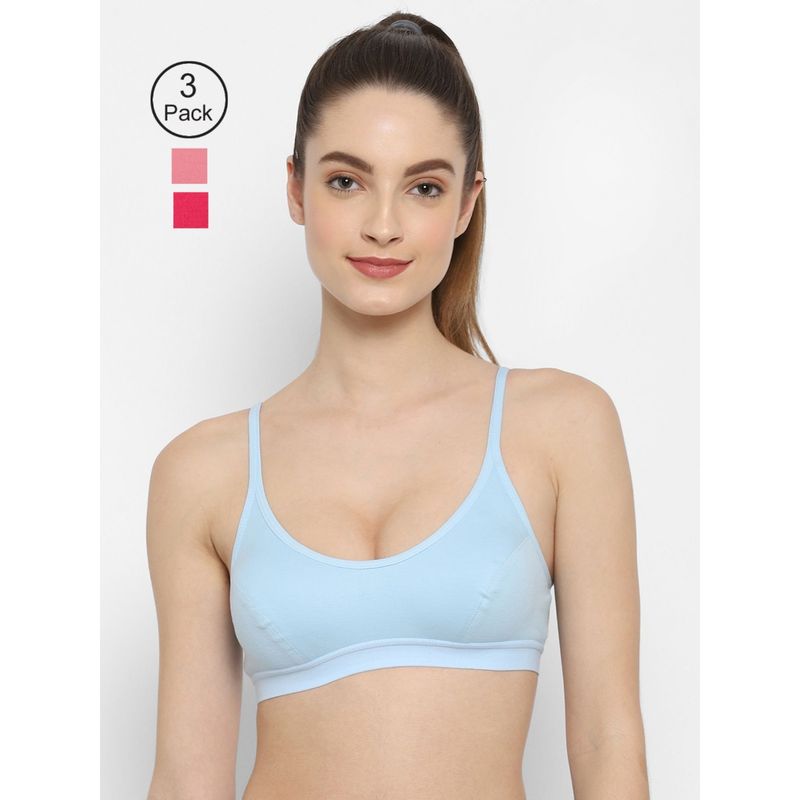 Floret Non Padded Medium Coverage Beginners Sports Bra (Pack of 3) (30B)