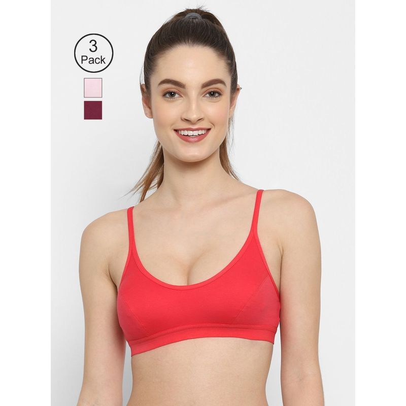 Floret Non Padded Medium Coverage Beginners Sports Bra (Pack of 3) (30B)