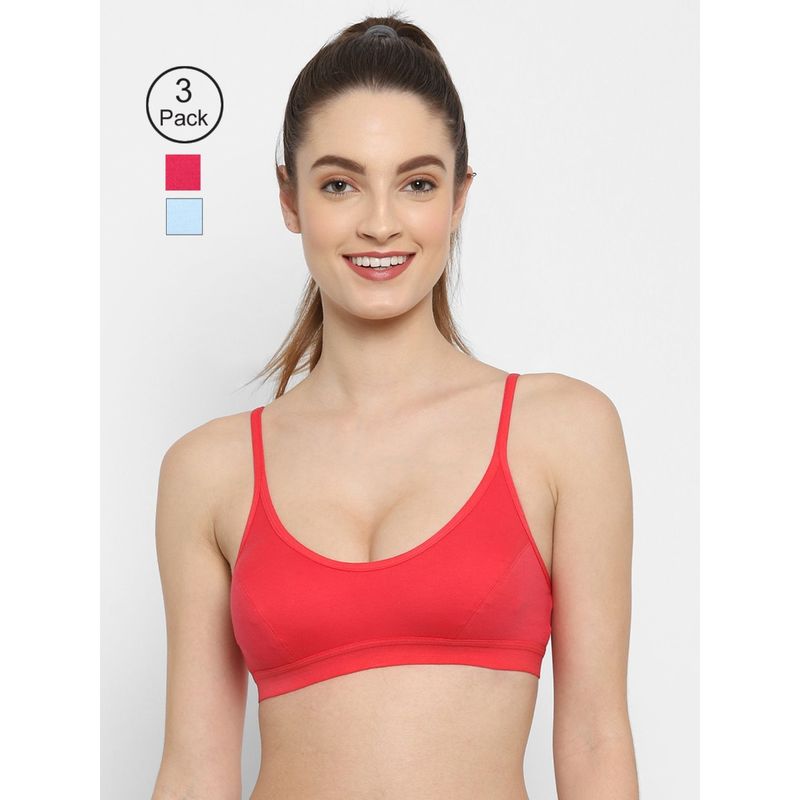 Floret Non Padded Medium Coverage Beginners Sports Bra (Pack of 3) (30B)