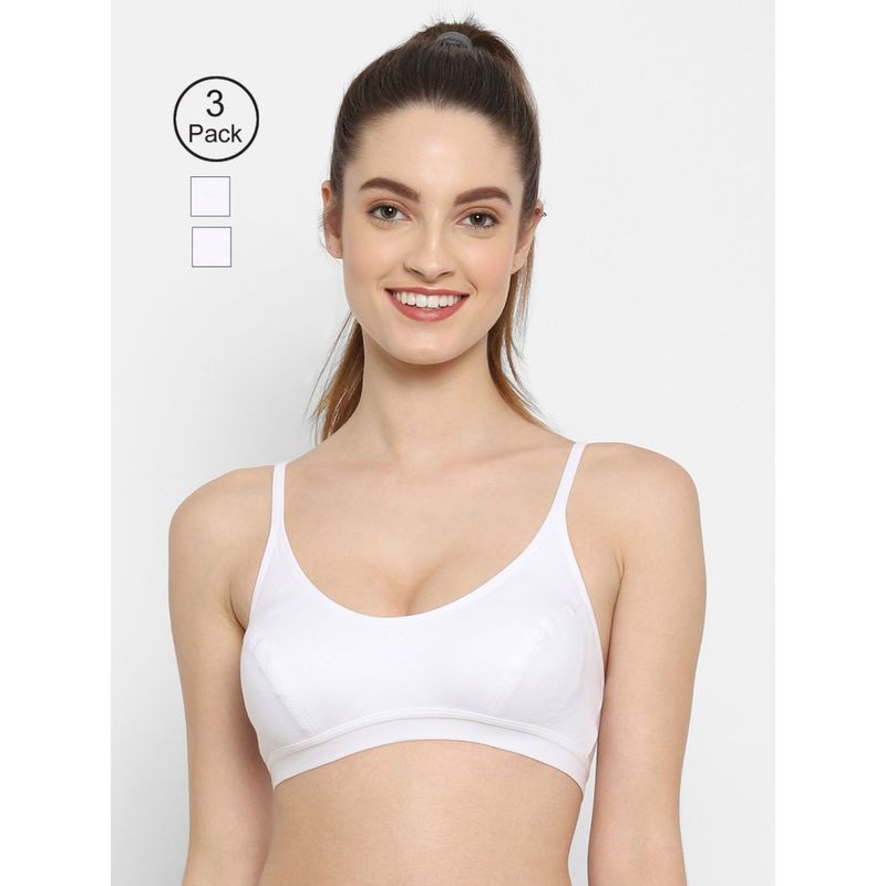 Floret Non Padded Medium Coverage Beginners Sports Bra (Pack of 3) (32B)