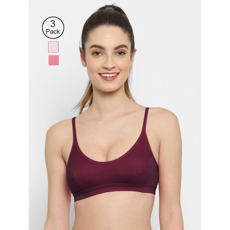 Floret Non Padded Medium Coverage Beginners Sports Bra (Pack of 3) (34B)
