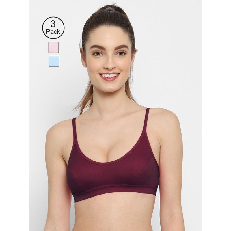 Floret Non Padded Medium Coverage Beginners Sports Bra (Pack of 3) (30B)