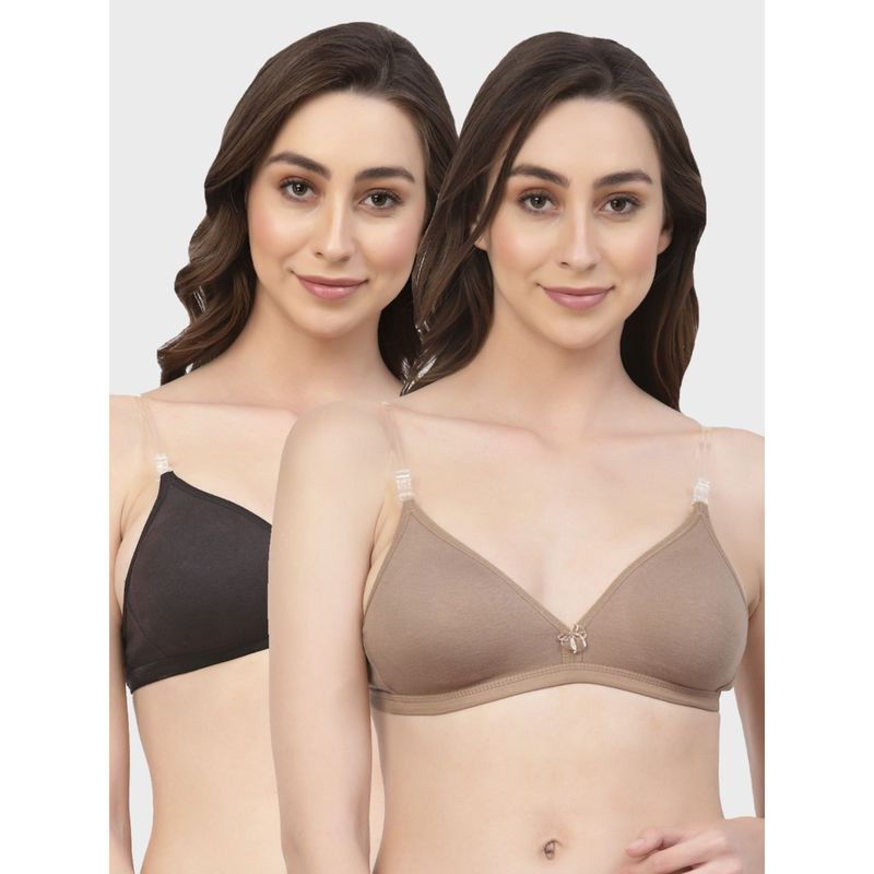 Floret Non Padded & Wire Free Medium Coverage Backless Bra (Pack of 2) (38B)