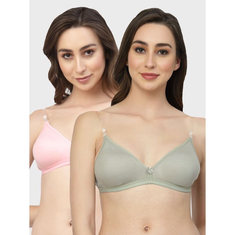 Floret Non Padded & Wire Free Medium Coverage Backless Bra (Pack of 2) (30B)