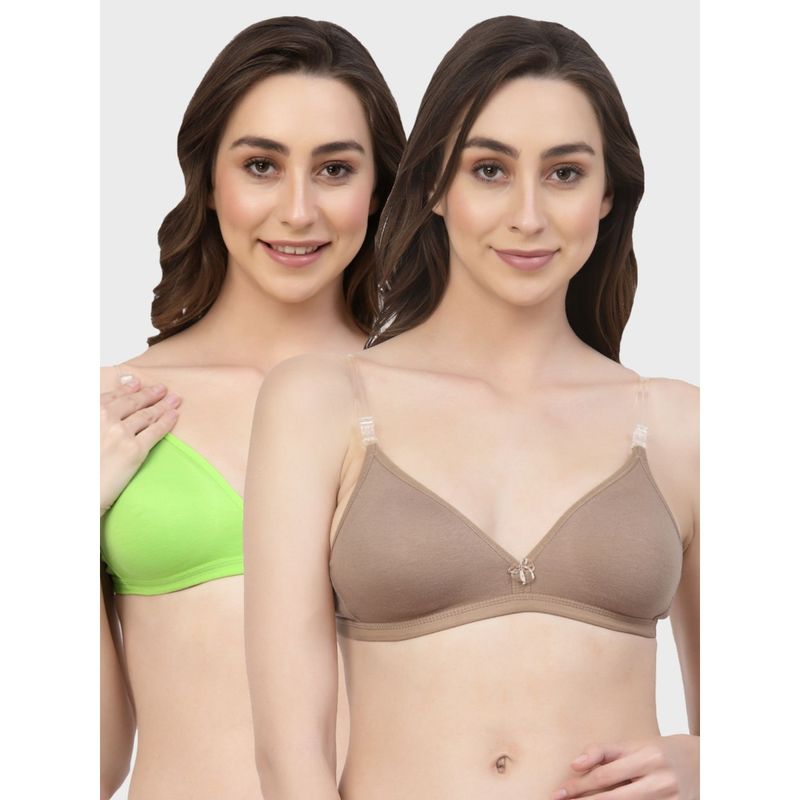 Floret Non Padded & Wire Free Medium Coverage Backless Bra (Pack of 2) (30B)