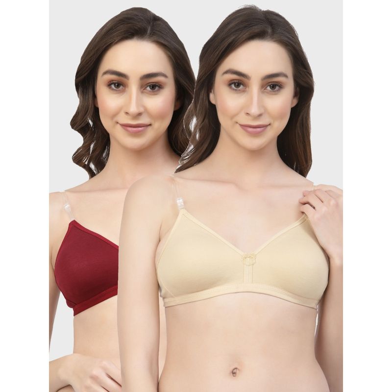 Floret Non Padded & Wire Free Medium Coverage Backless Bra (Pack of 2) (30B)