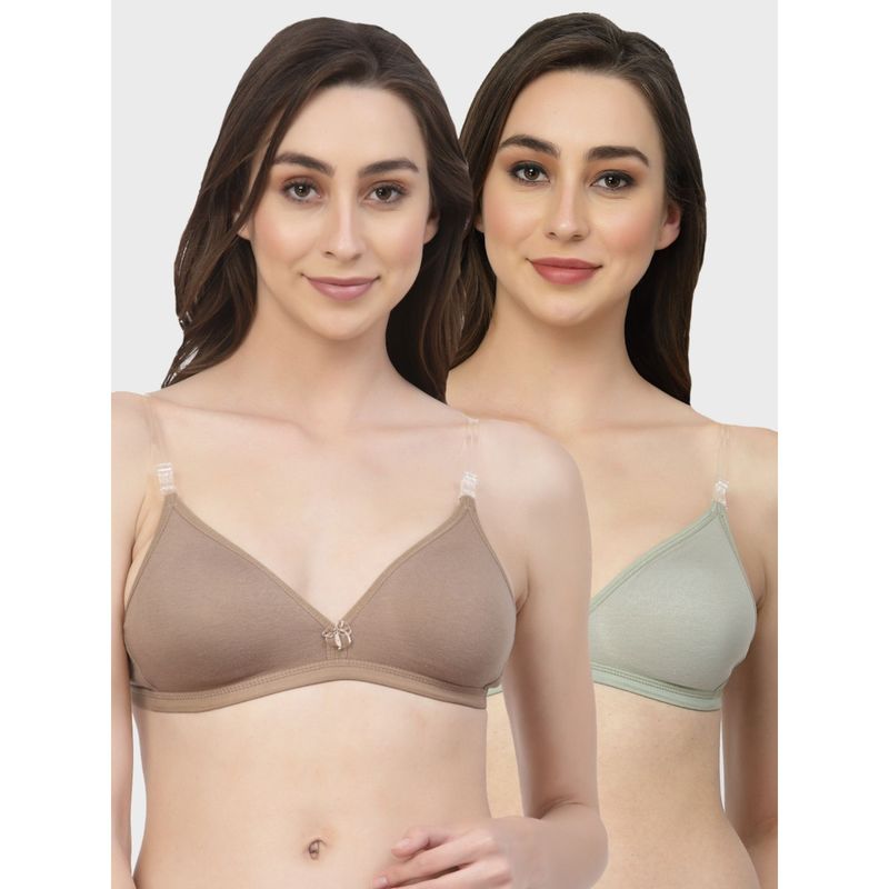 Floret Non Padded & Wire Free Medium Coverage Backless Bra (Pack of 2) (36B)