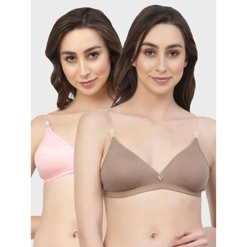Floret Non Padded & Wire Free Medium Coverage Backless Bra (Pack of 2) (30B)