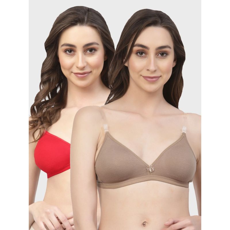 Floret Non Padded & Wire Free Medium Coverage Backless Bra (Pack of 2) (30B)