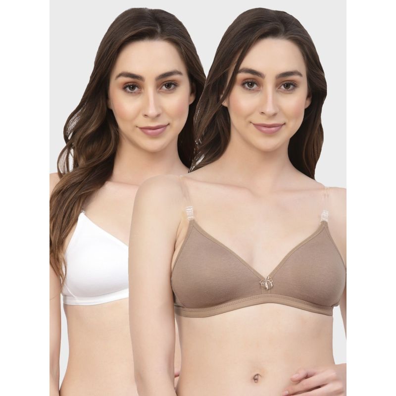 Floret Non Padded & Wire Free Medium Coverage Backless Bra (Pack of 2) (30B)
