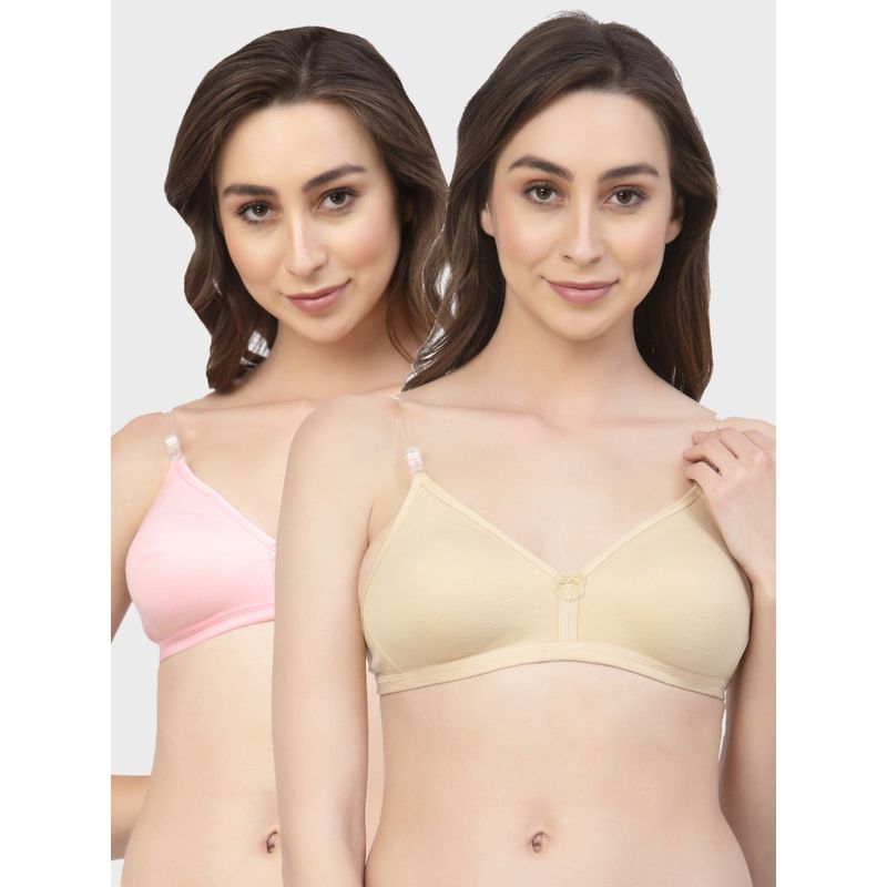 Floret Non Padded & Wire Free Medium Coverage Backless Bra (Pack of 2) (30B)