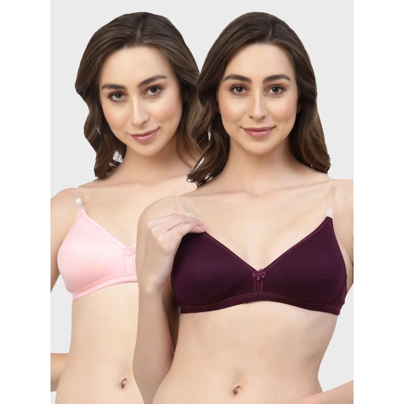 Floret Non Padded & Wire Free Medium Coverage Backless Bra (Pack of 2) (30B)