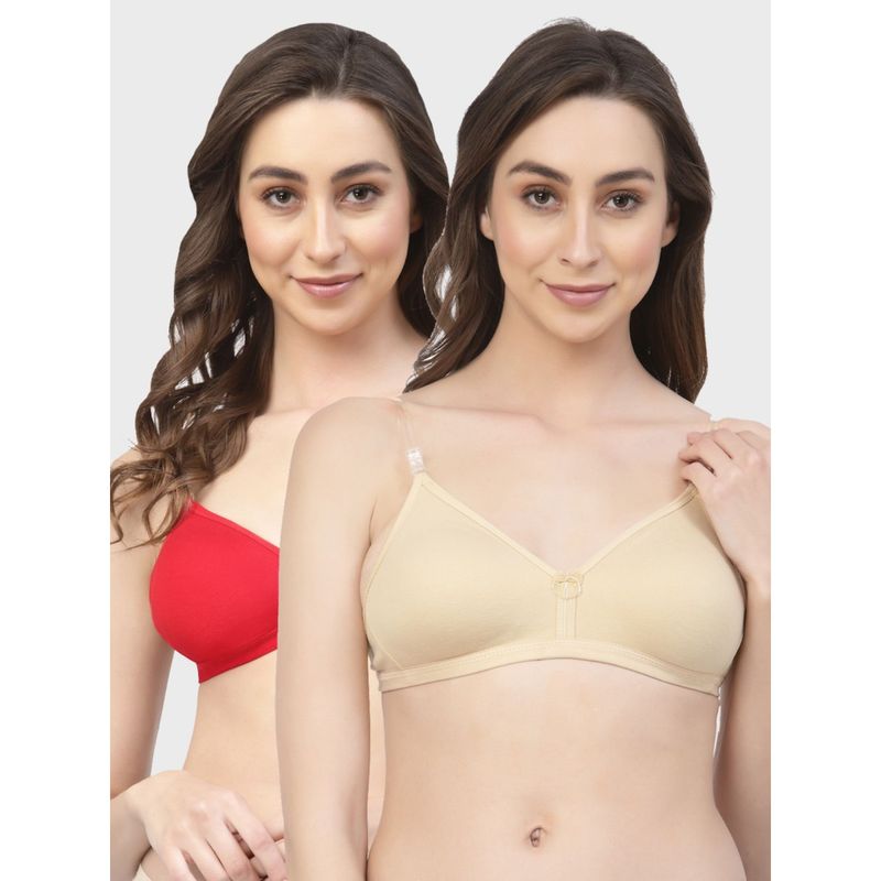 Floret Non Padded & Wire Free Medium Coverage Backless Bra (Pack of 2) (36B)
