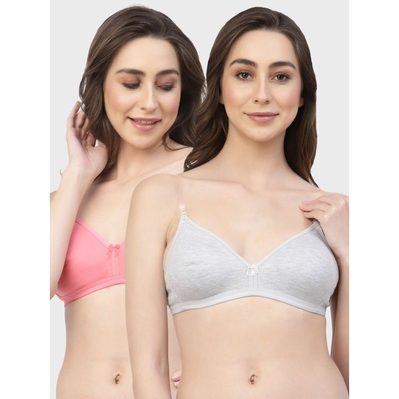 Floret Non Padded & Wire Free Medium Coverage Backless Bra (Pack of 2) (30B)