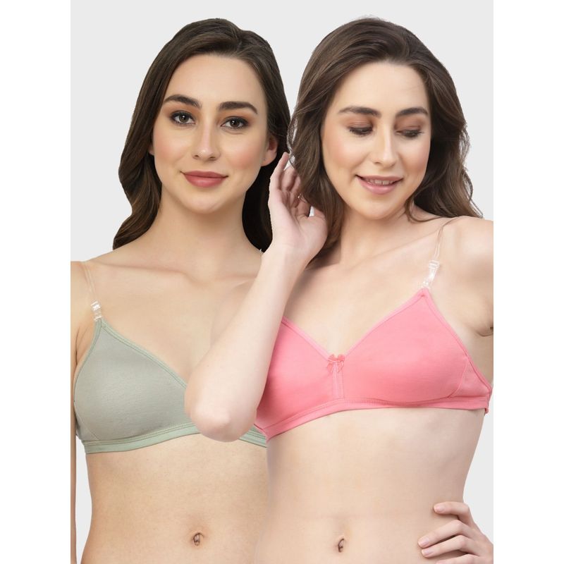 Floret Non Padded & Wire Free Medium Coverage Backless Bra (Pack of 2) (30B)