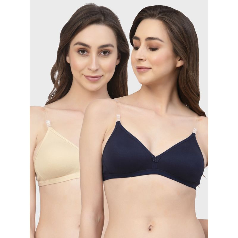 Floret Non Padded & Wire Free Medium Coverage Backless Bra (Pack of 2) (30B)