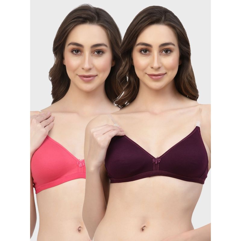 Floret Non Padded & Wire Free Medium Coverage Backless Bra (Pack of 2) (30B)