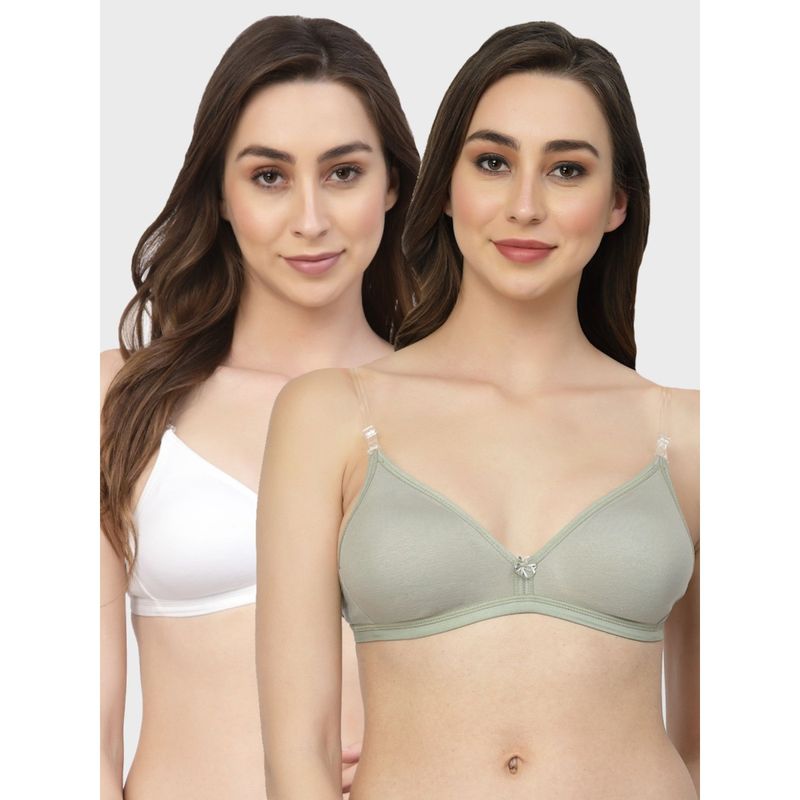 Floret Non Padded & Wire Free Medium Coverage Backless Bra (Pack of 2) (30B)