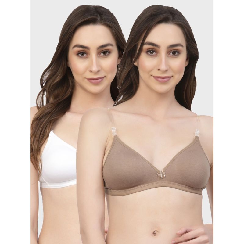 Floret Non Padded & Wire Free Medium Coverage Backless Bra (Pack of 2) (30B)