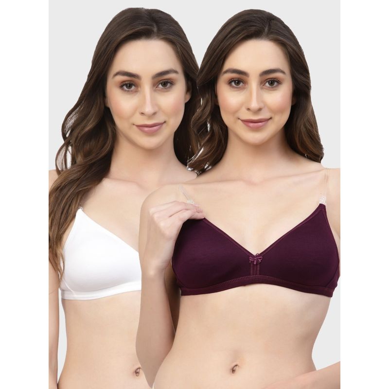 Floret Non Padded & Wire Free Medium Coverage Backless Bra (Pack of 2) (30B)