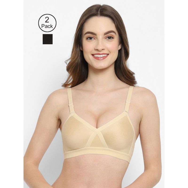 Floret Non Padded & Wire Free Full Coverage Bra (Pack of 2) (32B)