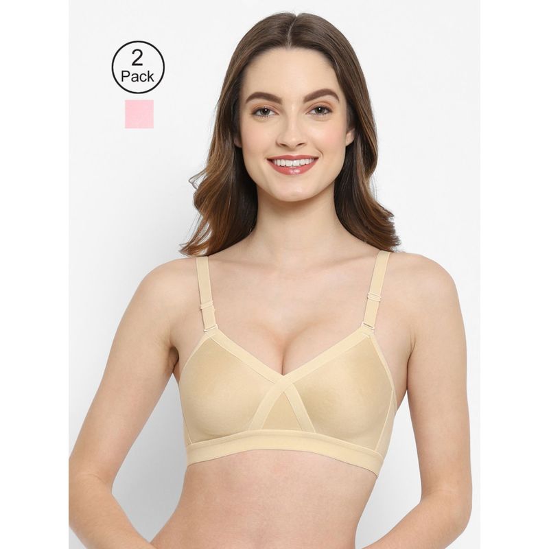 Floret Non Padded & Wire Free Full Coverage Bra (Pack of 2) (32B)