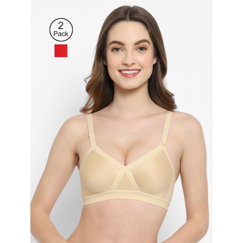 Floret Non Padded & Wire Free Full Coverage Bra (Pack of 2) (32B)