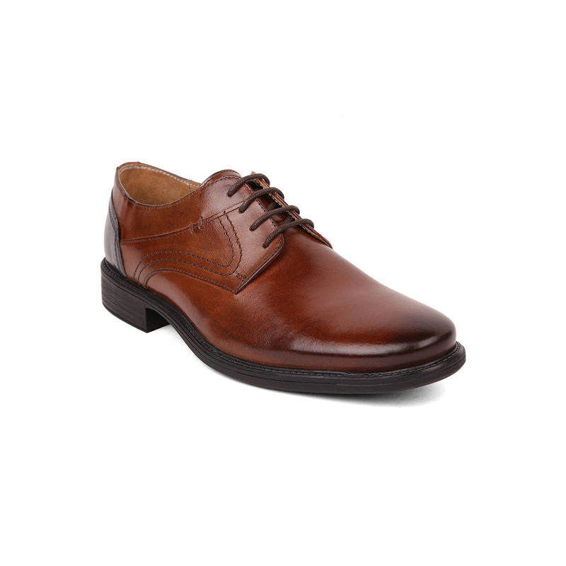 MASABIH Brown Leather LaceUp Derby Shoes (EURO 40)