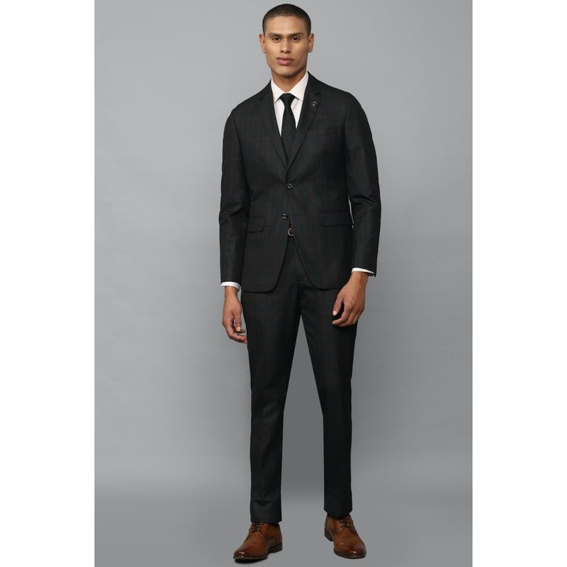 Allen Solly Men Black Slim Fit Check Formal Suit (Set of 2) (38)