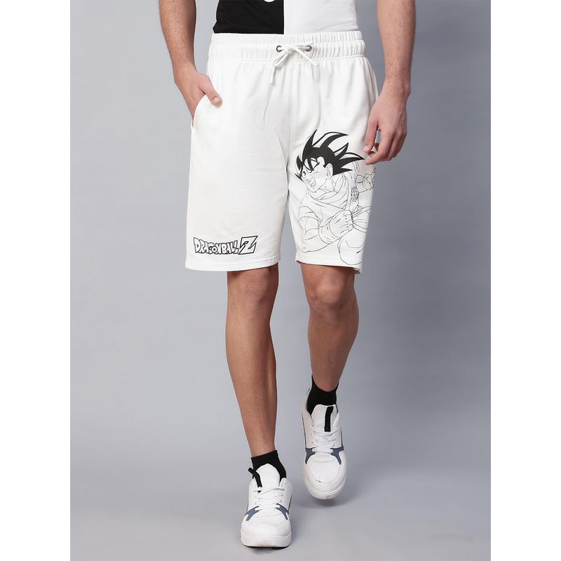 Free Authority Official Dragon Ball Z Men Off White Graphic Printed Shorts (S)