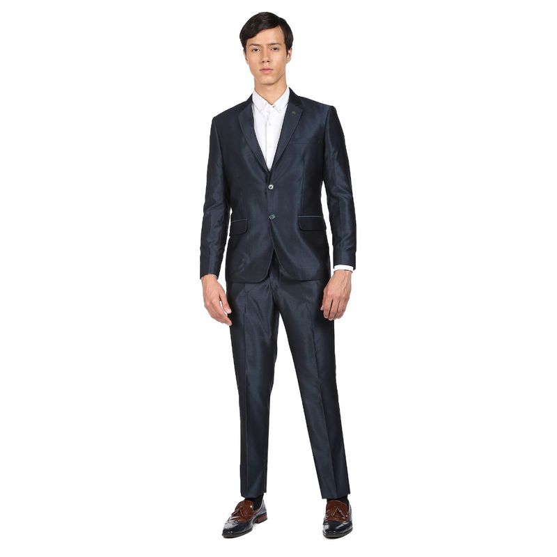 AD By Arvind Men Charcoal Single Breasted Two Piece Suit (Set of 2) (38)