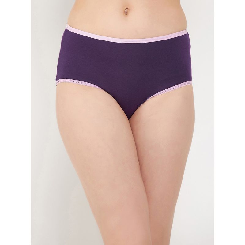 Clovia Mid Waist Hipster Panty Purple (XL)